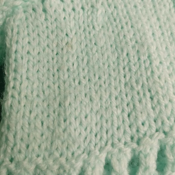 Seafoam Green Hand Knit Baby Cardigan Sweater - Picture 4 of 6